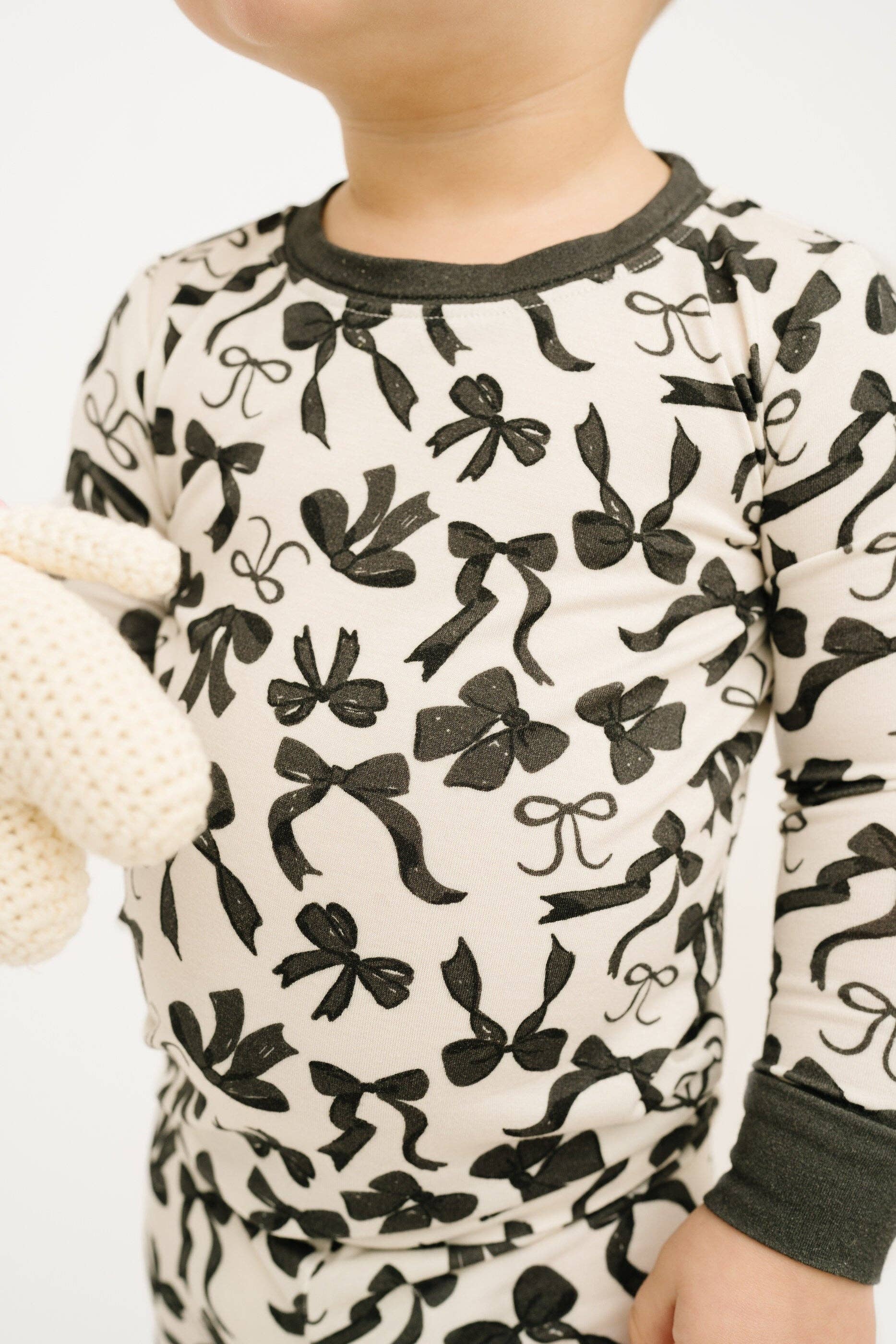 Little One Shop - Wholesale Sleepwear Set - Kids - Monochrome Bows Bamboo Set3