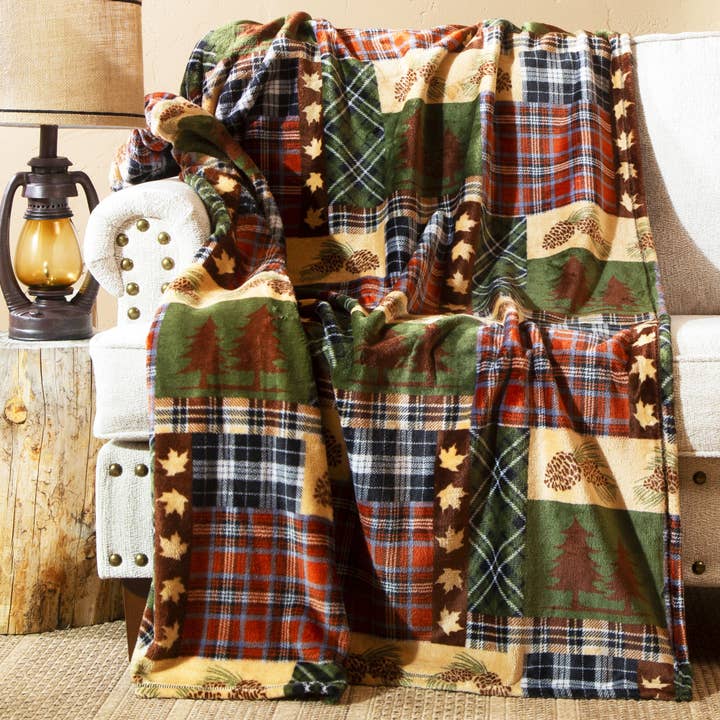 Rustic Plaid Heavy Plush Throw for wholesale by Carstens, Inc.