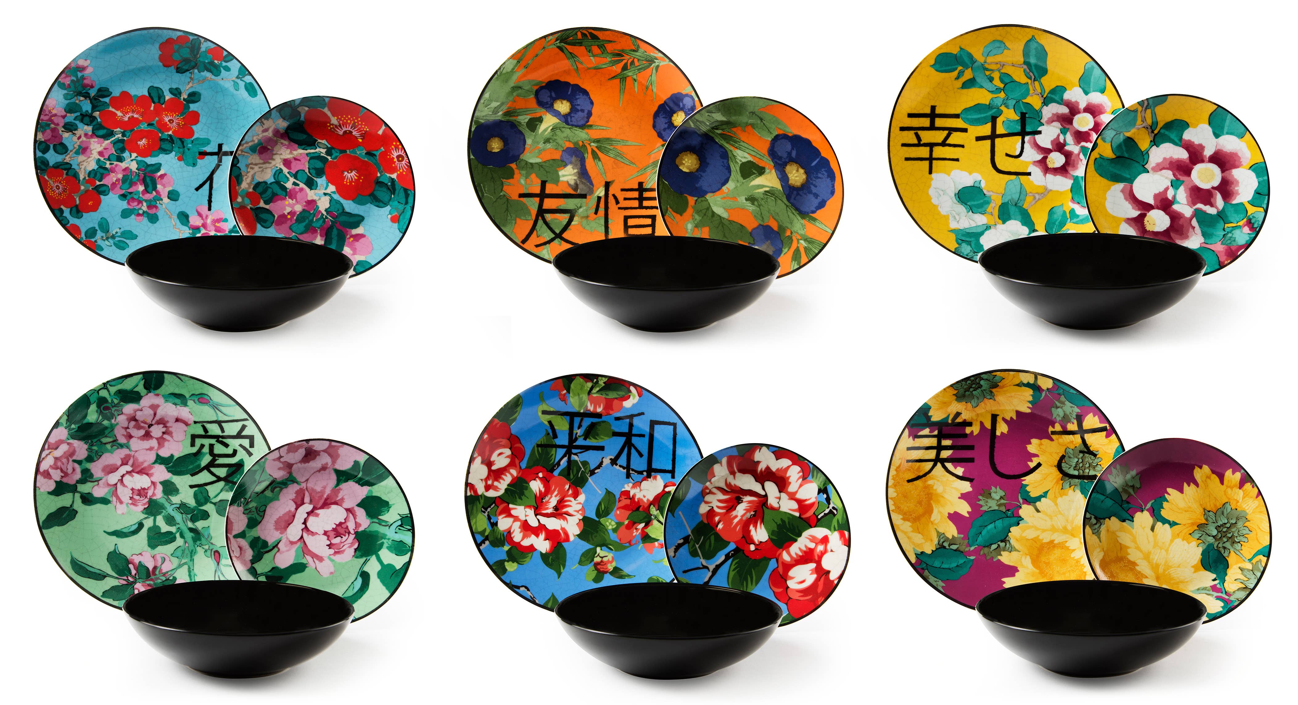 multicolour 18 Furisode Dinnerware Set for wholesale on Faire0