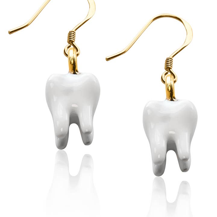 Whimsical Gifts - Wholesale Dangle Earrings - Dental Tooth Charm Earrings | Hand Painted | Made in USA