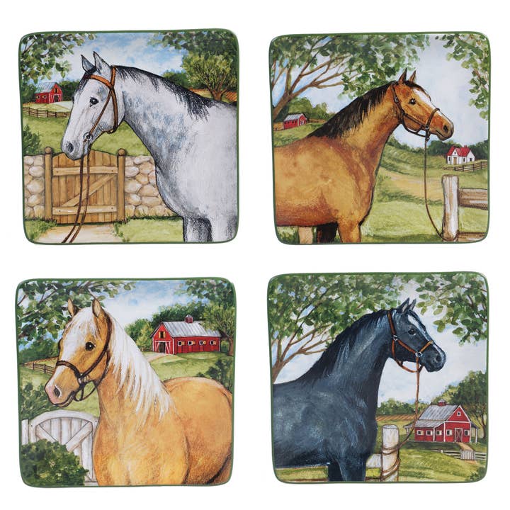 Assiette à salade Clover Farm Horse 8,5 en 4 unités pour la vente par Certified International