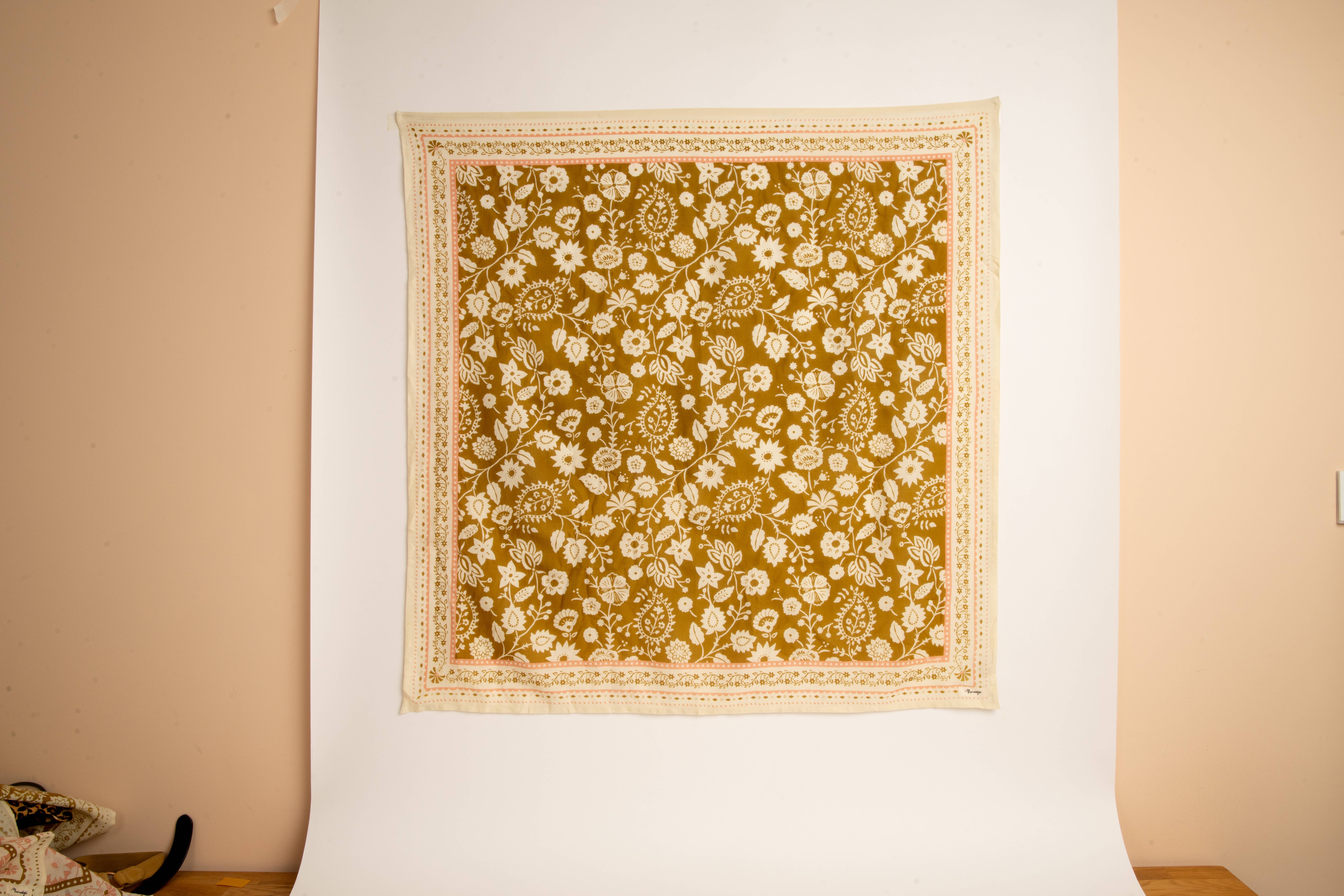 Maradji - Venta al por mayor Pañuelo para la cabeza - Mujer - Pañuelo de sarga de algodón color bronce con estampado indio7