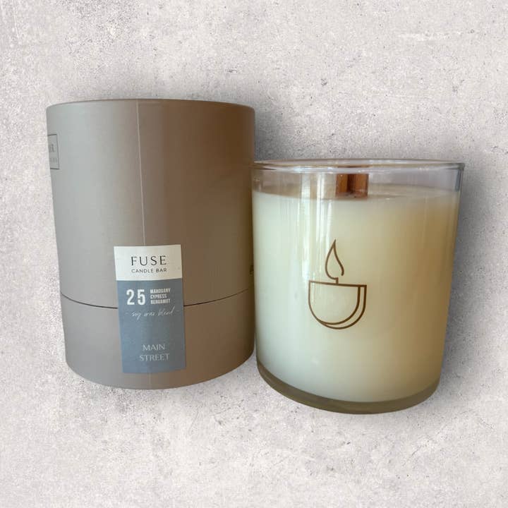 Fuse Candle Studio - Wholesale Jar/Filled Candle - Mahogany + Bergamot 9 OZ soy blend candle I Wood Wick0