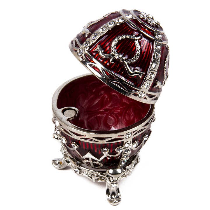 STP - Wholesale Jewelry Box/Organizer - Arrow Faberge Egg Jewelry Trinket Box in Bordeaux