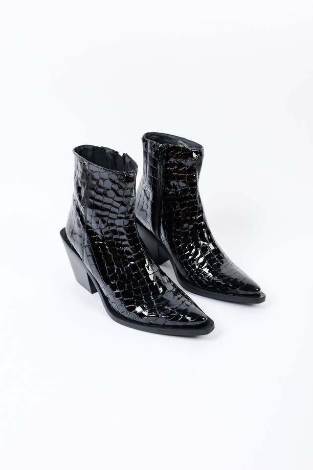 KMB Shoes – Engroshandel Cowboystøvler - Dame – AURA COCO BLACK - Cowboy-ankelstøvler med mellemblokhæl