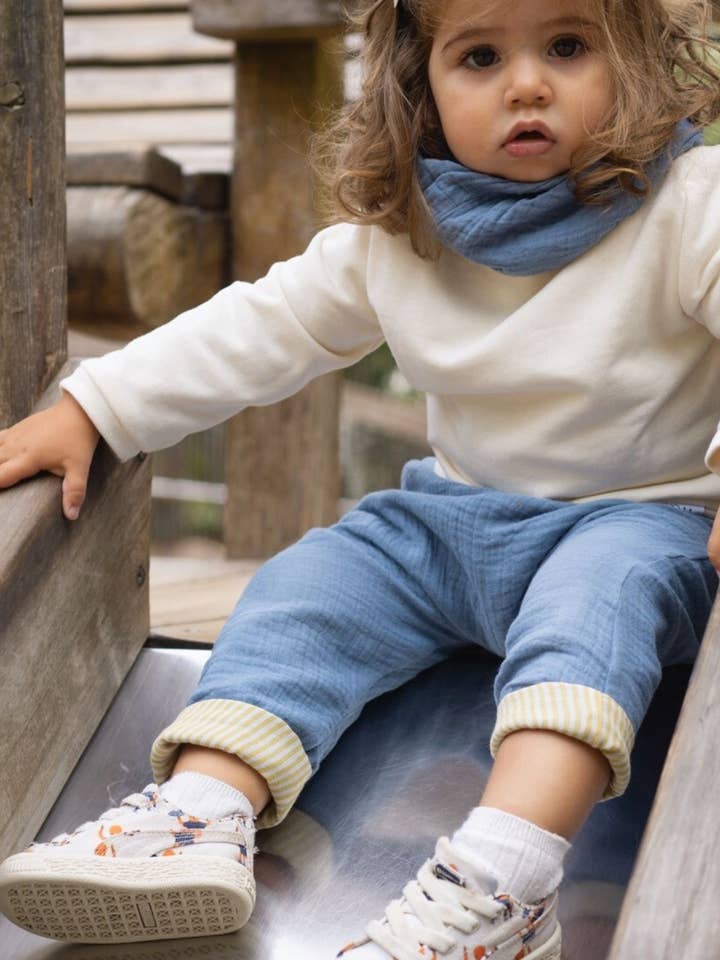 Light harem pants Blue x Yellow 3-6M for wholesale by Petit Pote