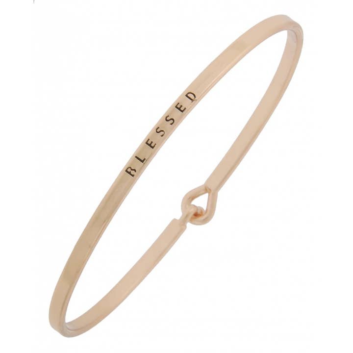 0011 PREMIERE - Wholesale Bangle Bracelet - FR2079 BLESSED_3mm Inspired Message Brass Bangle