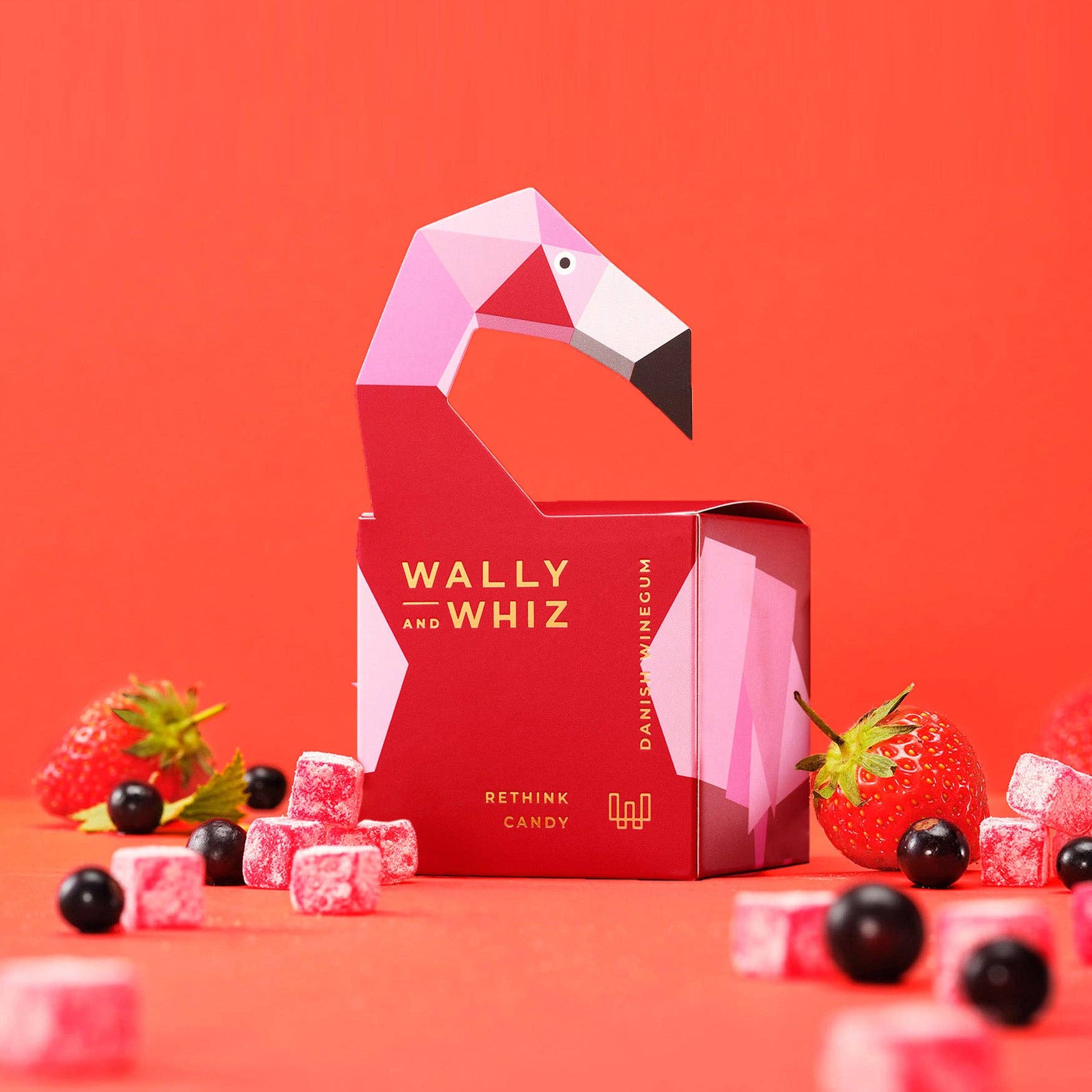 Wally and Whiz - Wholesale Gummy - Red flamingo – Blackcurrant with Strawberry – 140g0