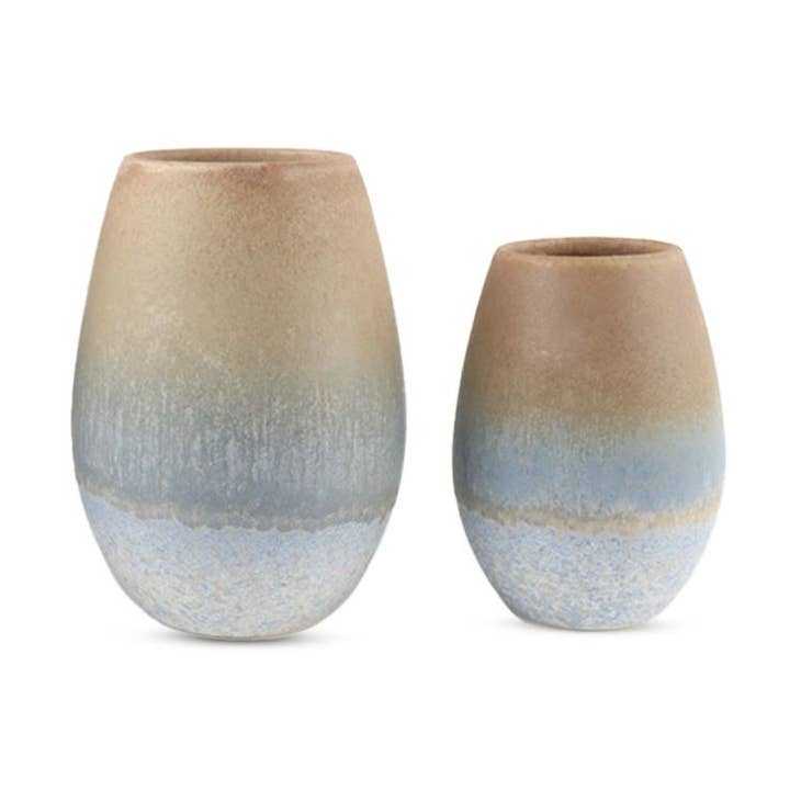 Sæt med 2 keramiske vaser - Coastal Chic - Ombre Farveskema - Boho Style - Beachy Aesthetic - Guld - for engroshandel hos Aria Home