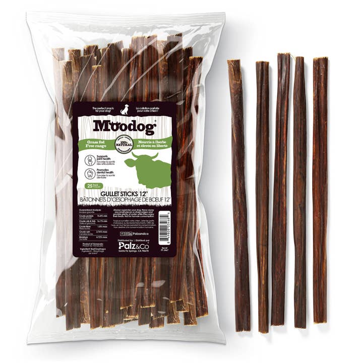 Palz&Co - Wholesale Pet Treats - Dog - Moodog Beef Gullet Sticks 6"-12" - Pack of 251
