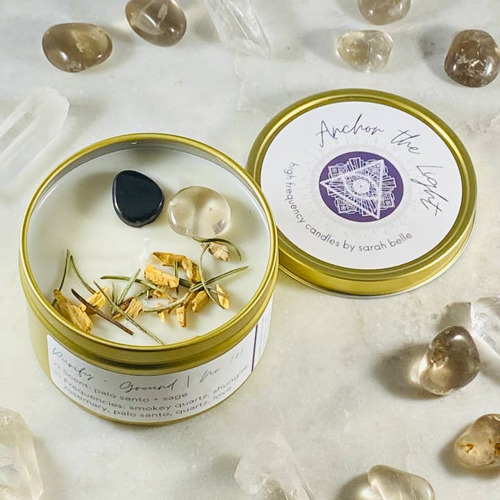 Bougie Ground + Purifier Cristal pour la vente par Sarah Belle