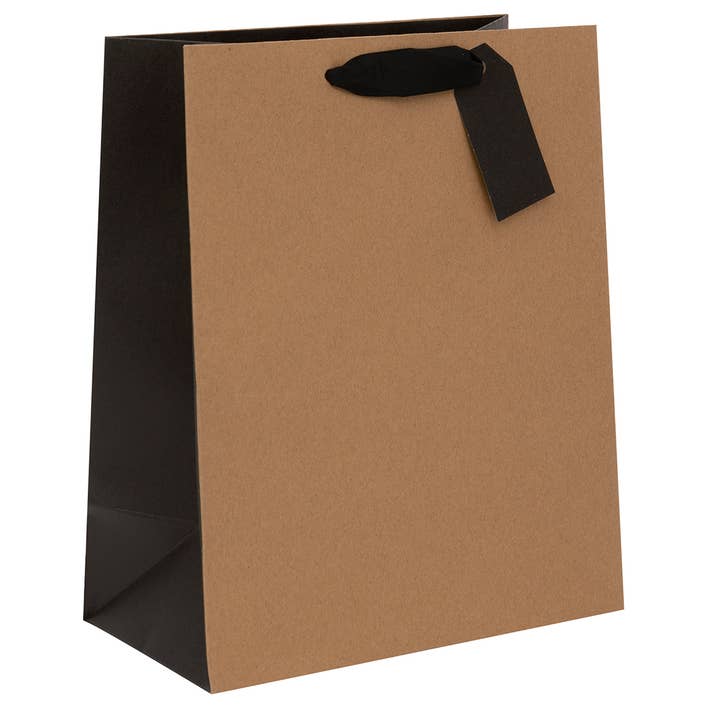 Glick - Wholesale Gift Bag - BAG LARGE RIBBED KRAFT/BLACK