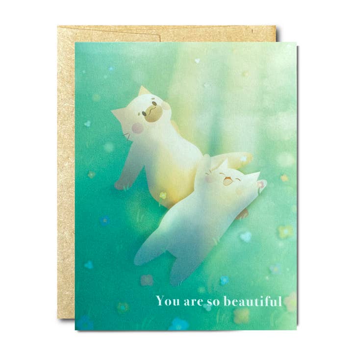 Carte de vœux vierge You Are So Beautiful, carte Wholesome Cat pour la vente par MoonKittyCo