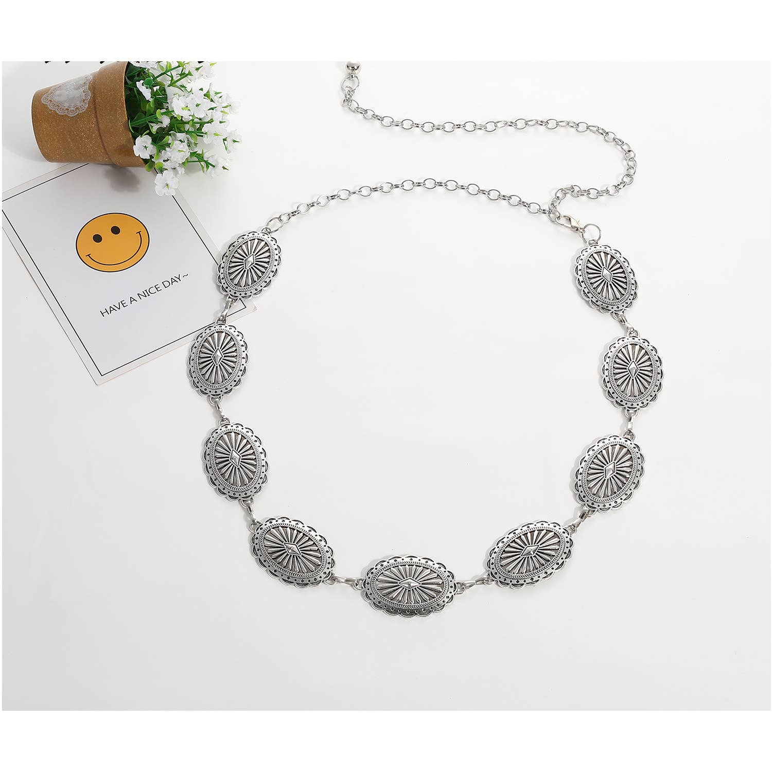 Little Trendy - Vente Ceinture – femme - Ceinture à chaîne Western Turquoise Concho2