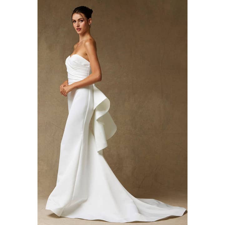 Strapless Sweetheart Pleated Top Wedding Gown for wholesale by Babyfox Apparel