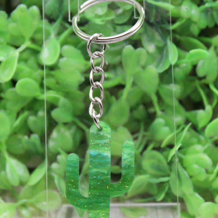 Llavero acrílico de cactus verde brillante para venta al por mayor de Hylidae Boutique
