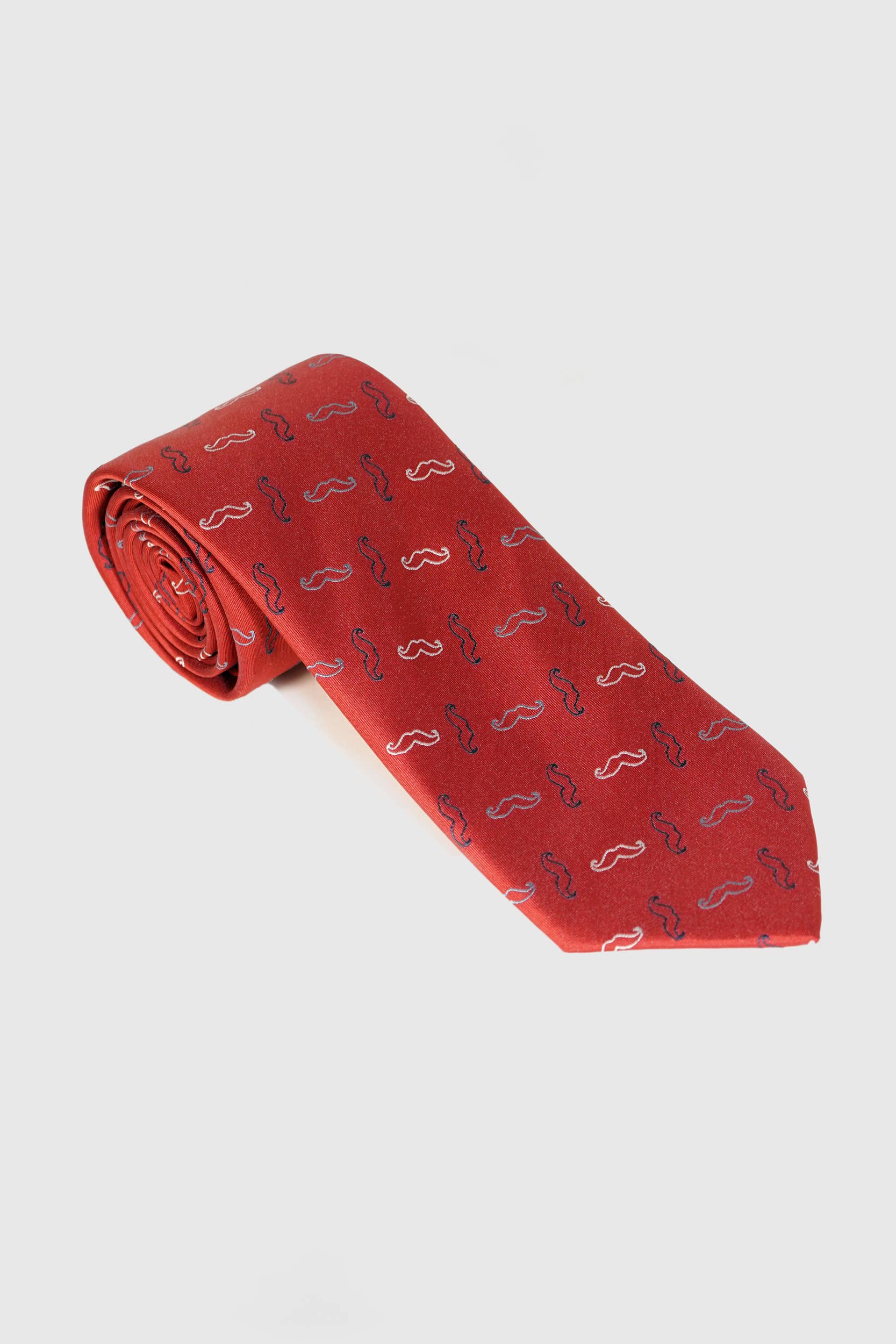red Wide Men's Tie Satin Finish 7cm - Bicolor Mustaches for wholesale on Faire0