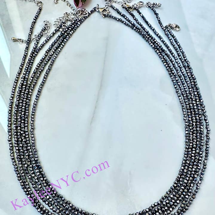 KayleeNYC - Wholesale Beaded/Pearl Necklace - 2mm Natural Terahertz Necklaces Crystal