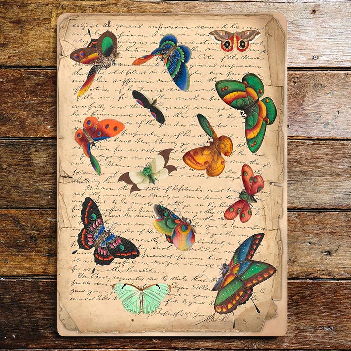 The British Metal Signs Company - Wholesale Sign - Butterfly Writing Paper - Metal Wall Sign Plaque