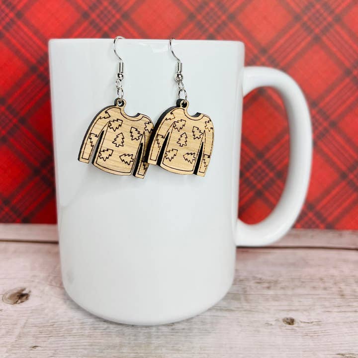 Ugly Christmas Sweater Earrings Tree Style 2 for wholesale by Monroe Meadow Boutique