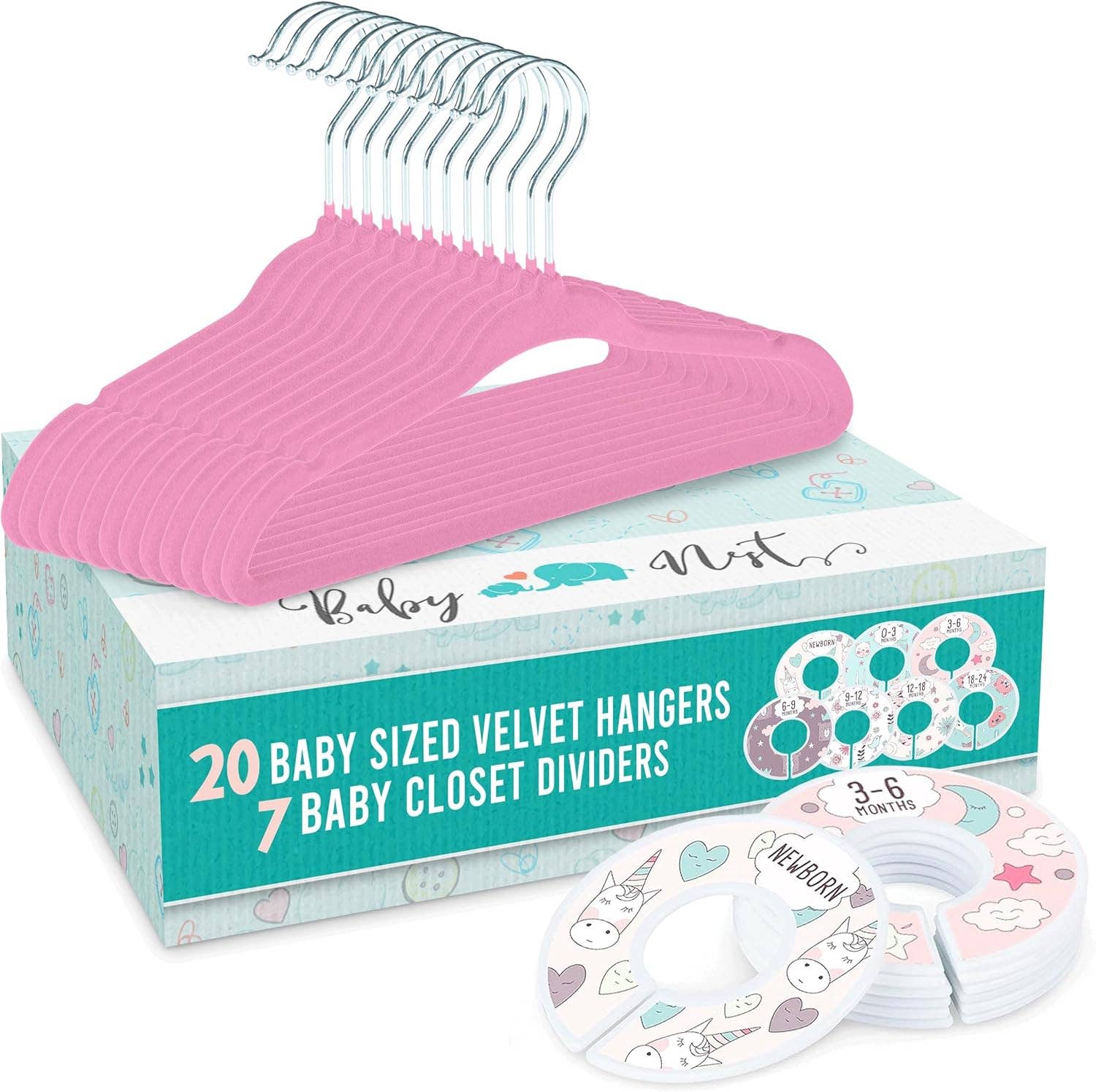 Above Edge - Wholesale Clothes Hangers -  20x Baby Hangers for Closet with 7X Baby Closet Dividers0