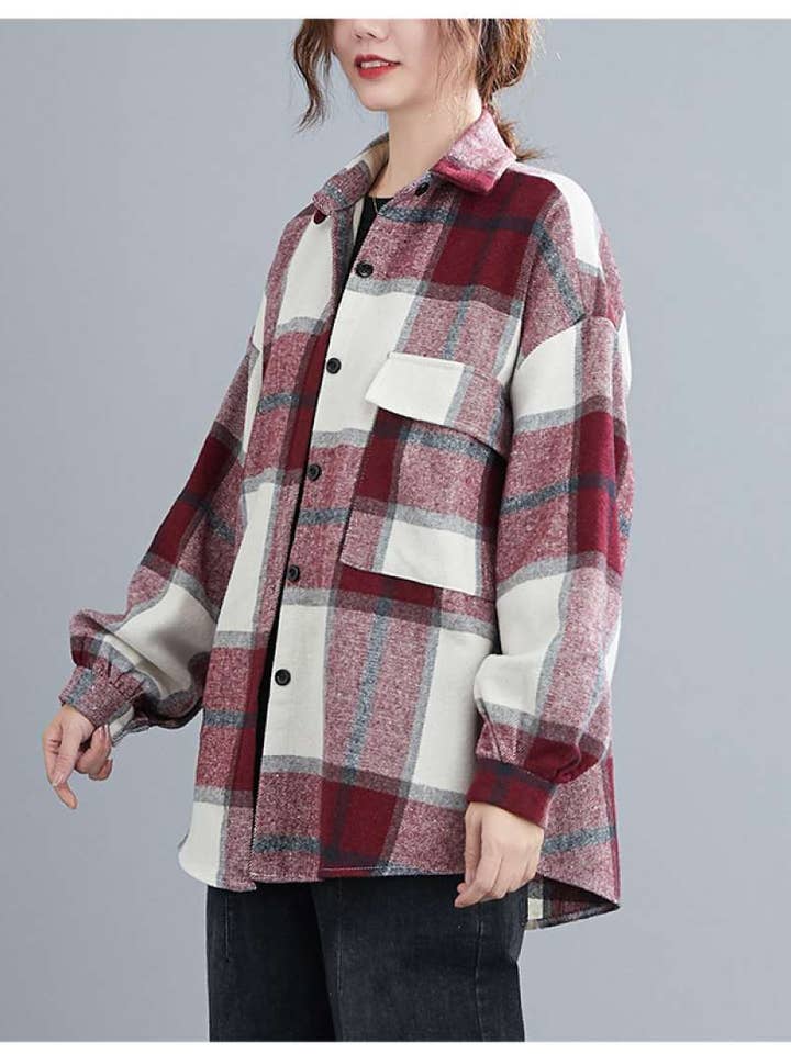 plaid shirt shacket for wholesale by Fashion Combination
