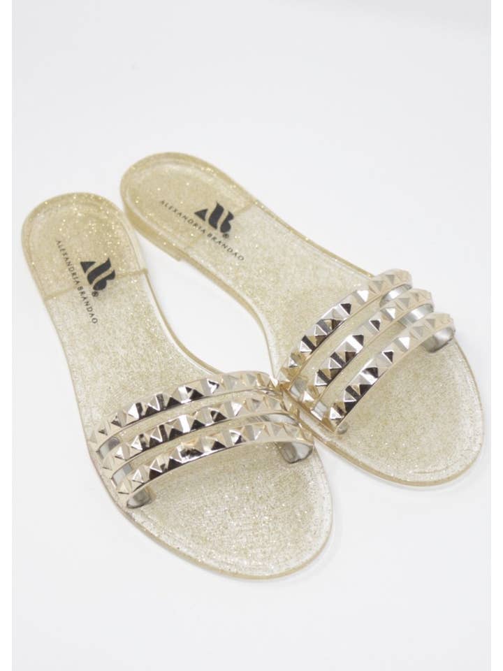 Shoes By Alexandria Brandao – wholesale Sandals – Women's – Aria B Light Gold Jelly Slide Sandals