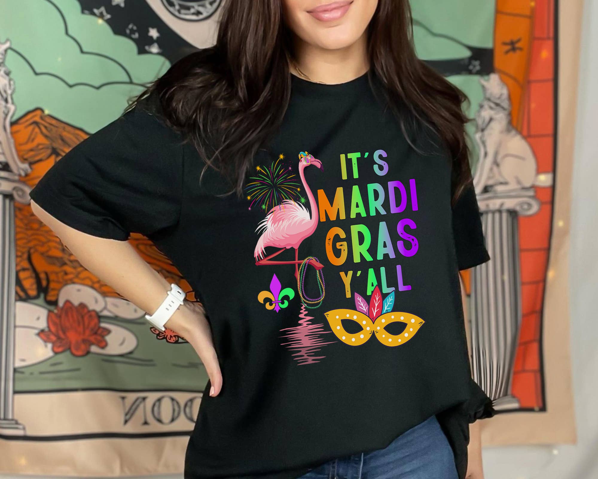 Vivtrek - Wholesale Screen Printed T-Shirt - Women's - Happy Mardi Gras Carnival T-shirt It's Mardi Gras Y'Alll Tee1