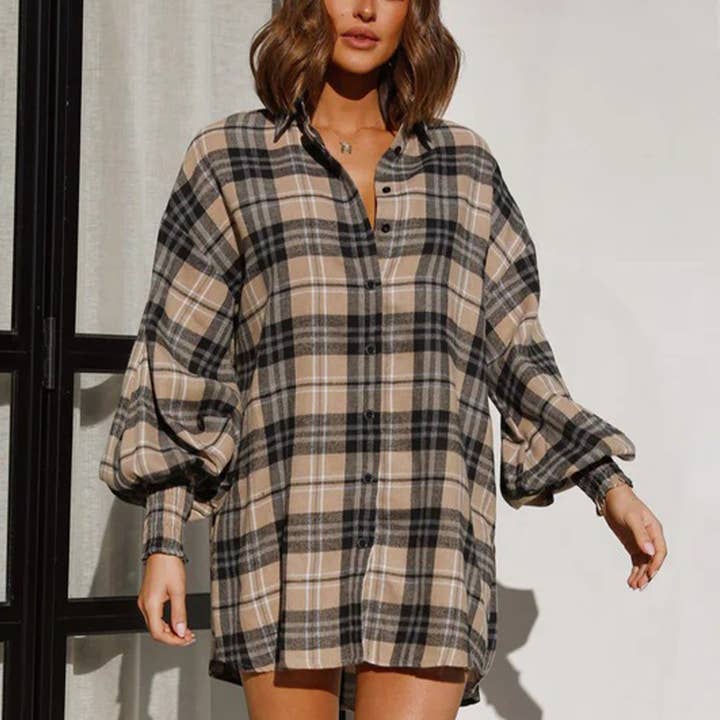 CHEMISE À MANCHES LONGUES À MANCHES LANTERNES DE MODE DÉCONTRACTÉE pour la vente par Lily Clothing