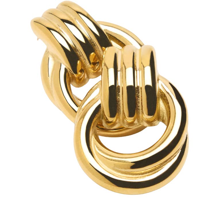 HoopLa - Wholesale Hoop Earrings - Double Knotted- Door Knocker- Two Tone Earring3