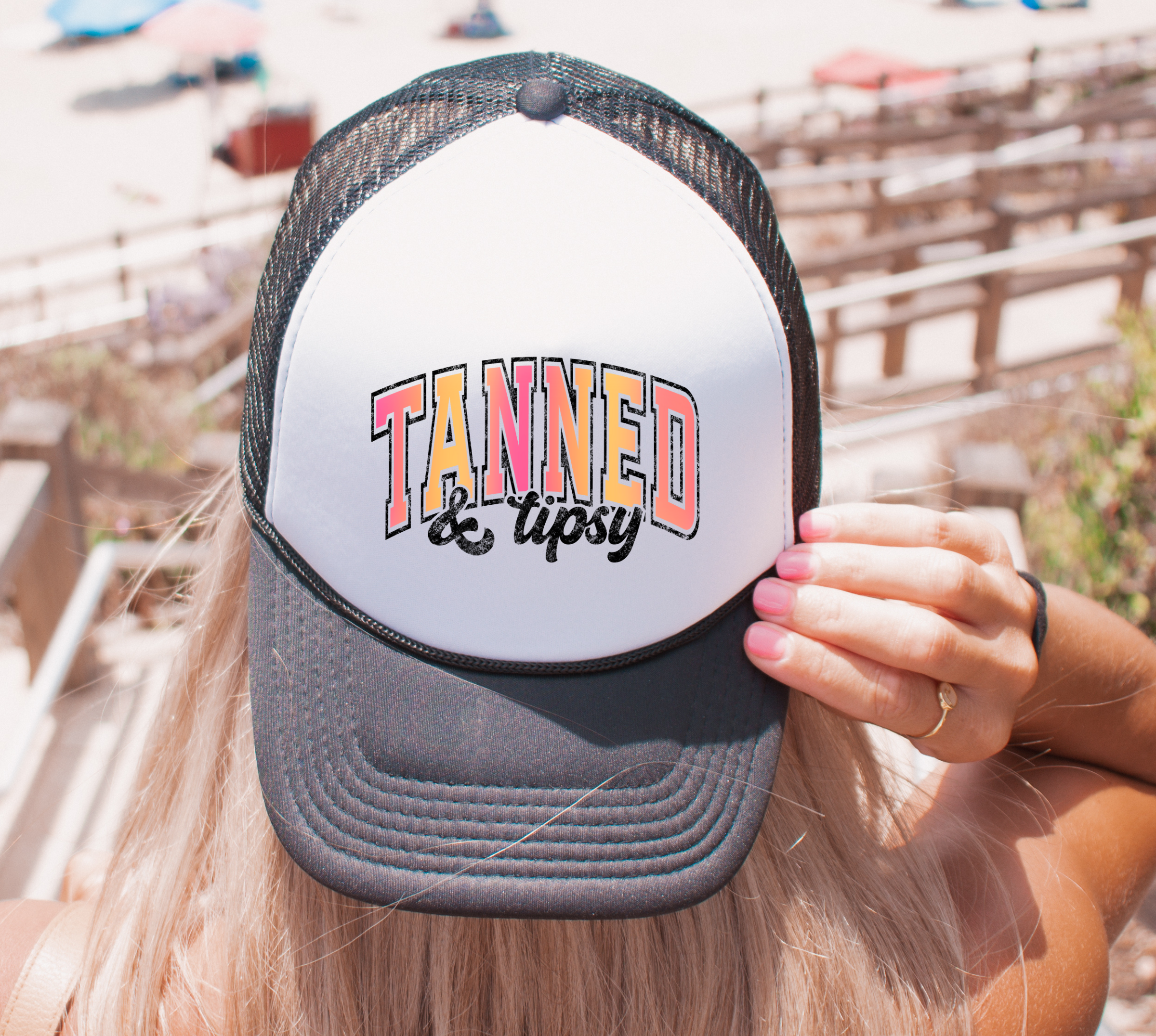 Brimrose Hat Co - Wholesale Trucker Hat - Women's - Tanned and Tipsy Summer Hat - Beach Trucker Hats2