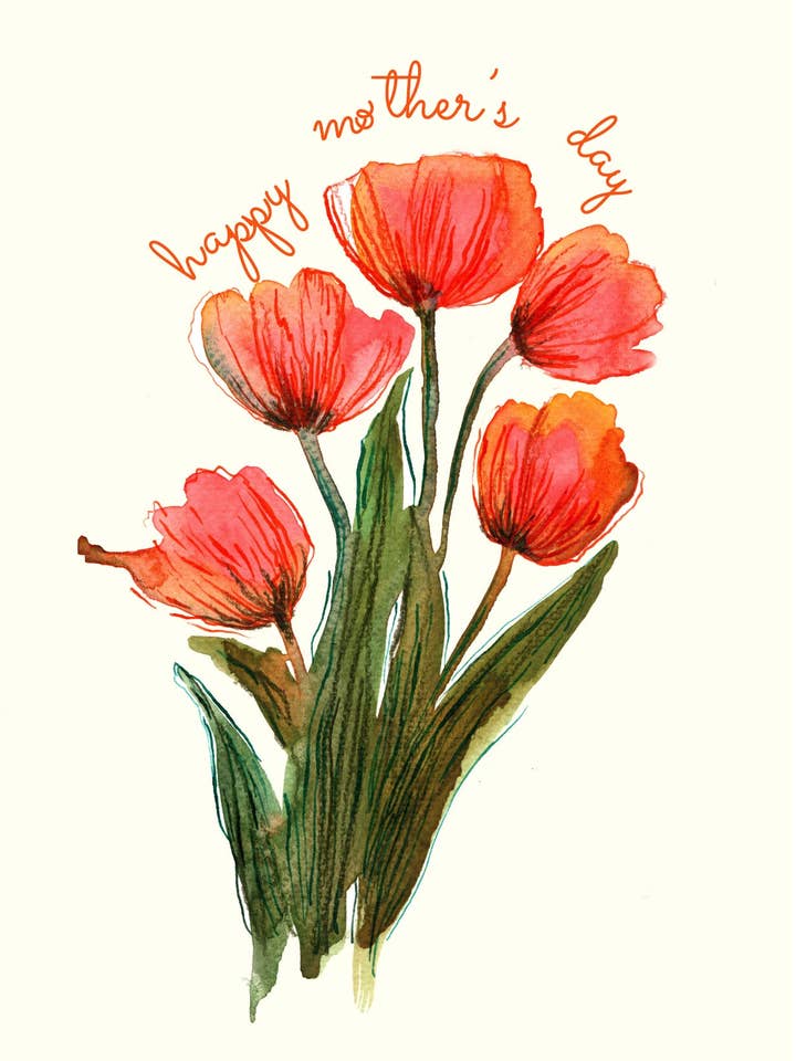 Happy Mother's Day Greetings Card | Elegant Floral Design for Mother's Day | Maria Zvaric Illustration for wholesale by Maria Zvaric Illustration