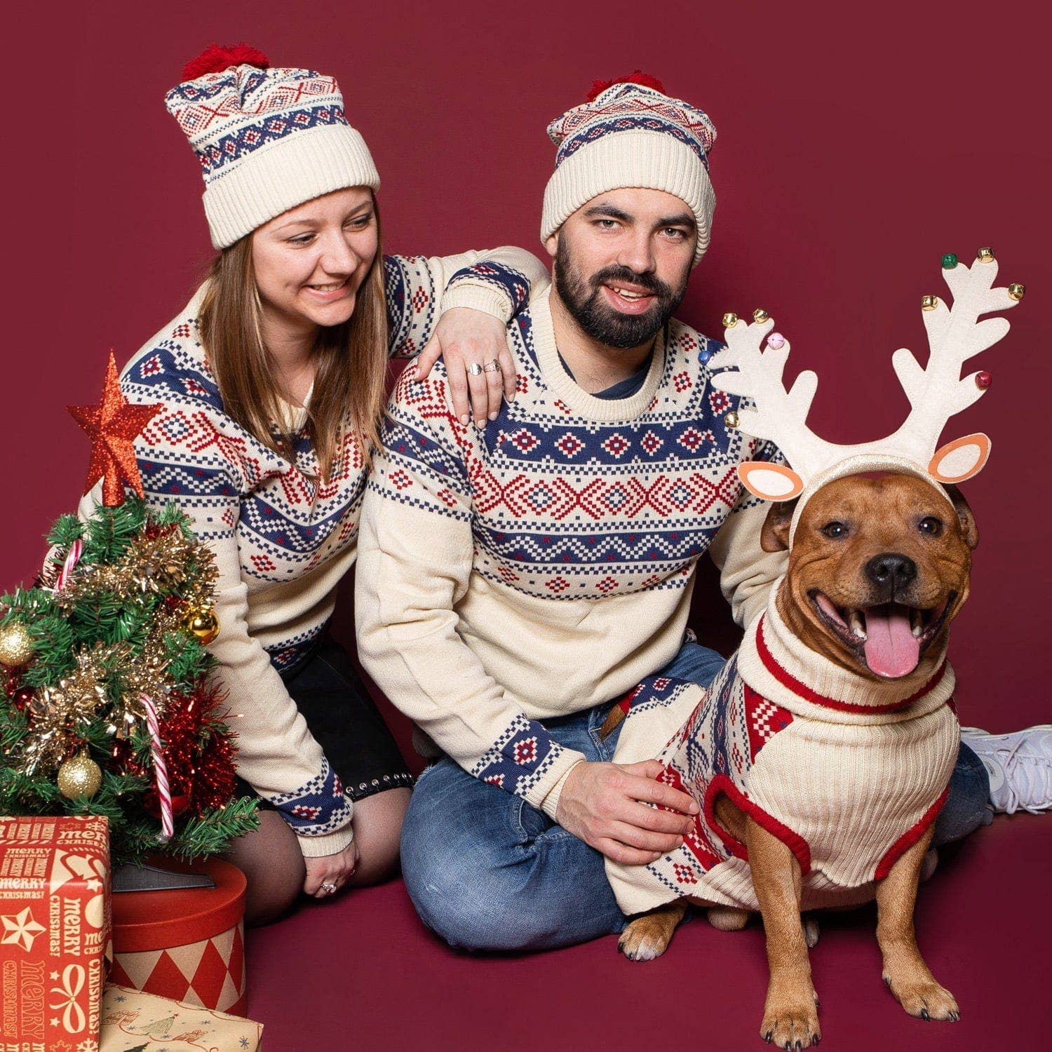 Blueberry Pet - Wholesale Pet Sweater - Dog - Custom-Knit & Dyed Holiday Family Sweater in Cream White7