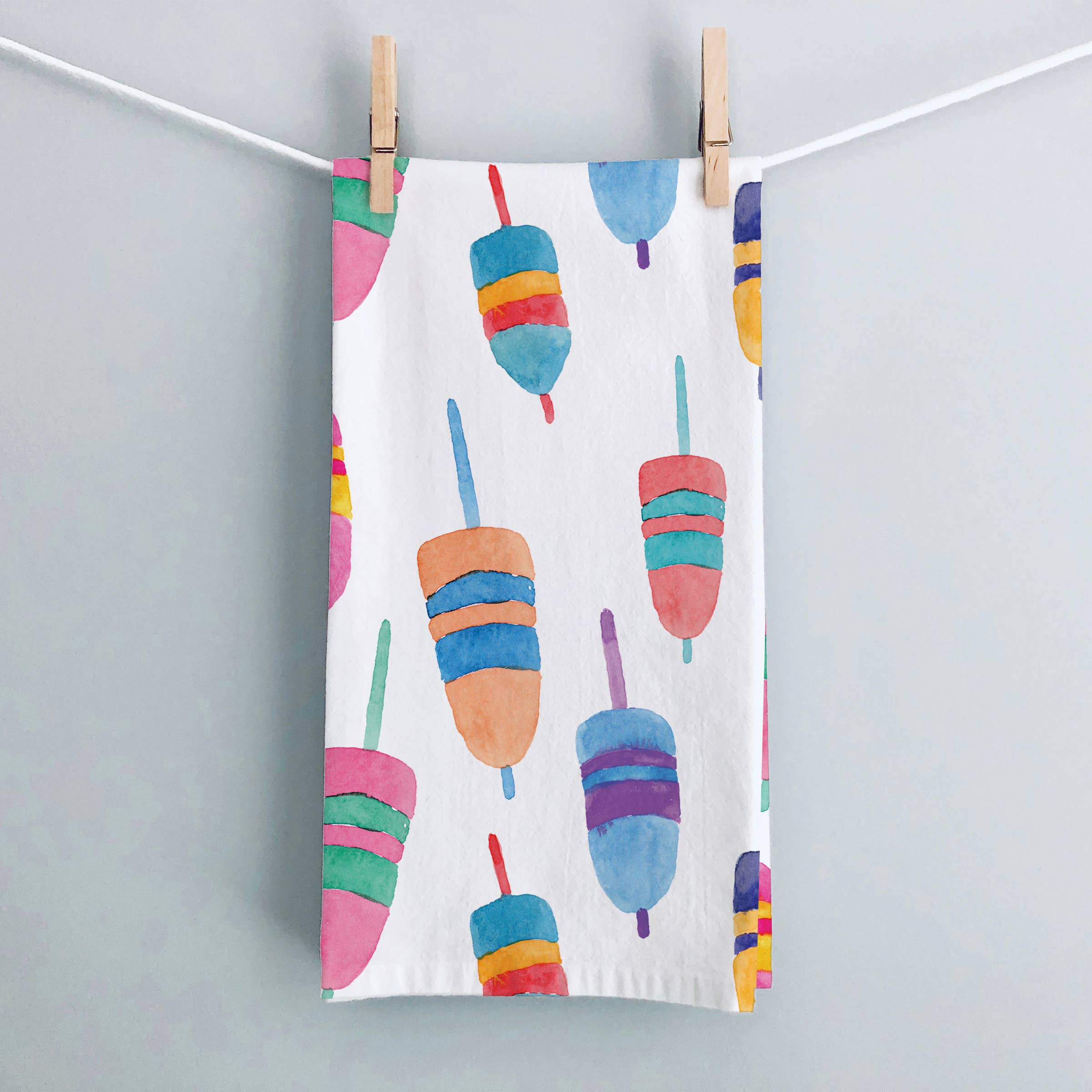 Gert & Co - Wholesale Tea Towel - Colorful Buoys Kitchen Towel | Lobster Buoy Tea Towel2