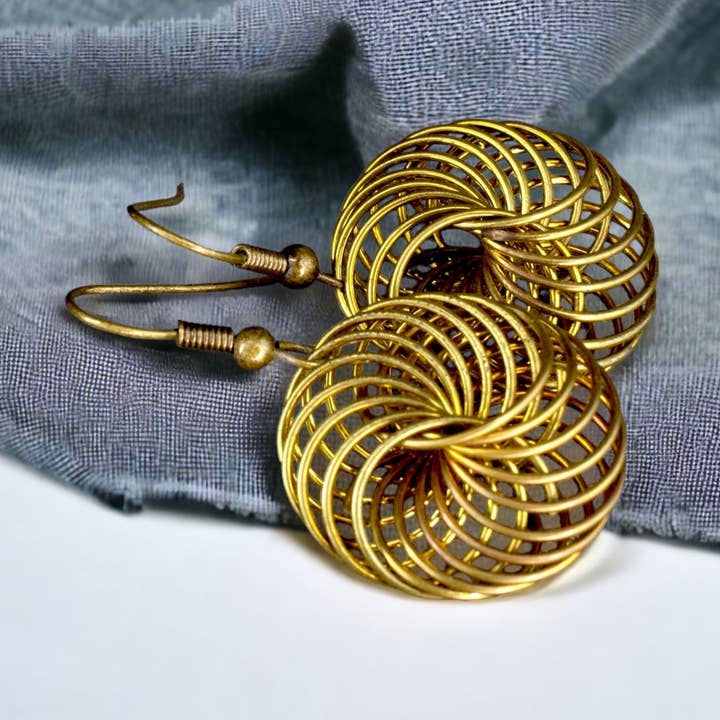 Vintage style bird nest bronze earrings - VINOHR-83 for wholesale by MadamLili