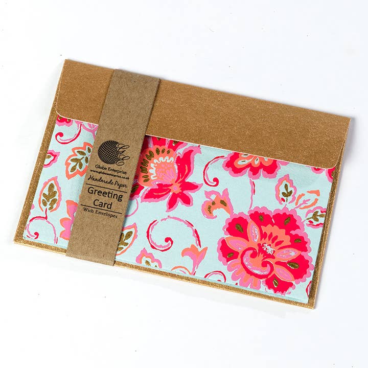 Tarjeta de Felicitación Ecológica Hecha a Mano - Hermoso Floral Rosa para venta al por mayor de Globe Enterprise