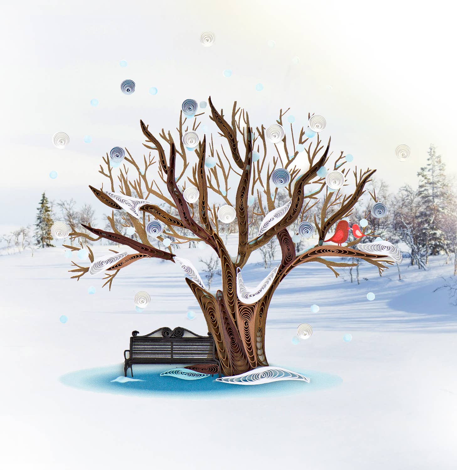 Quilling Card – wholesale Julkort – Vinter träd2