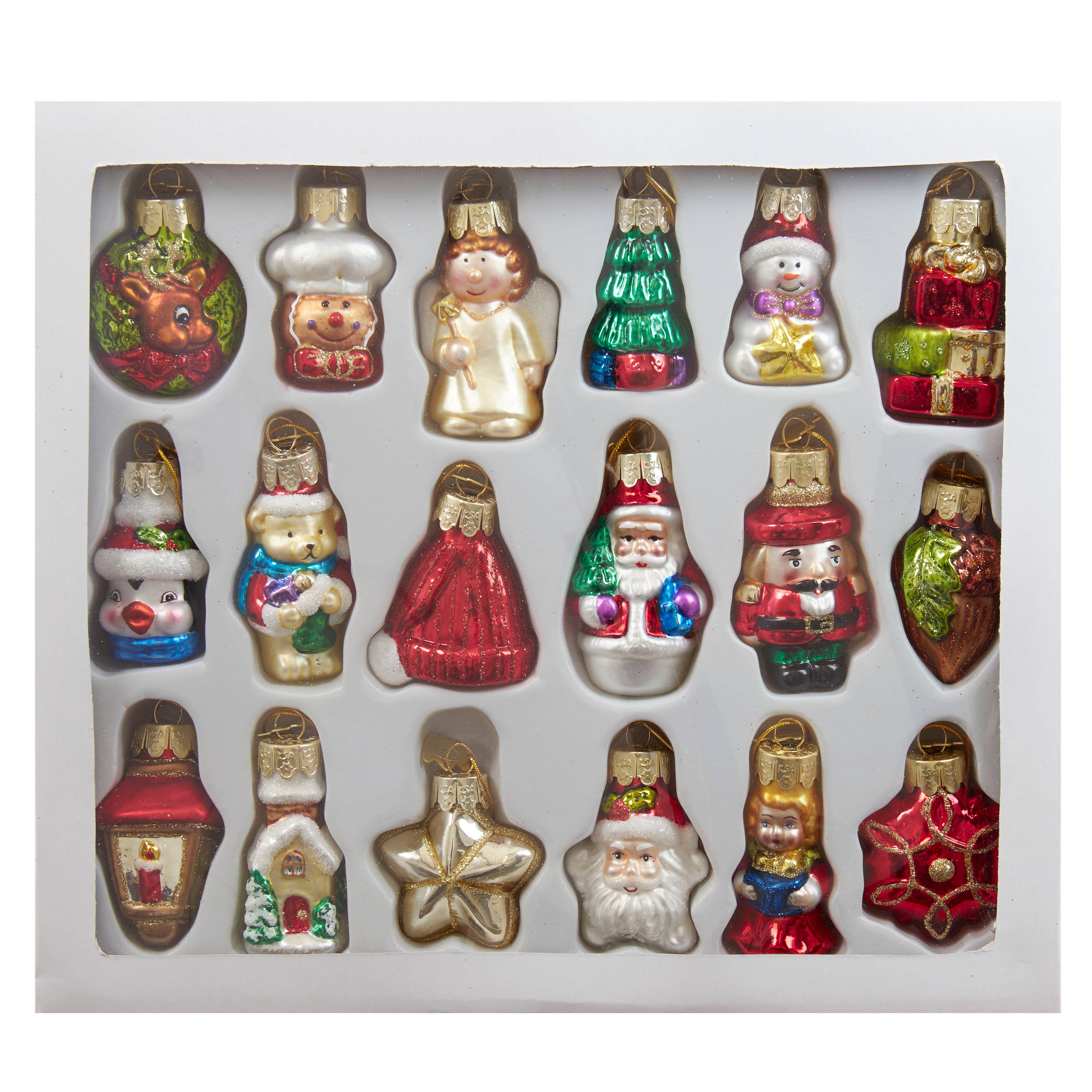 Kurt S. Adler, Inc. - Wholesale Ornament set - Miniature Christmas Themed Glass Ornaments, 18-Piece0