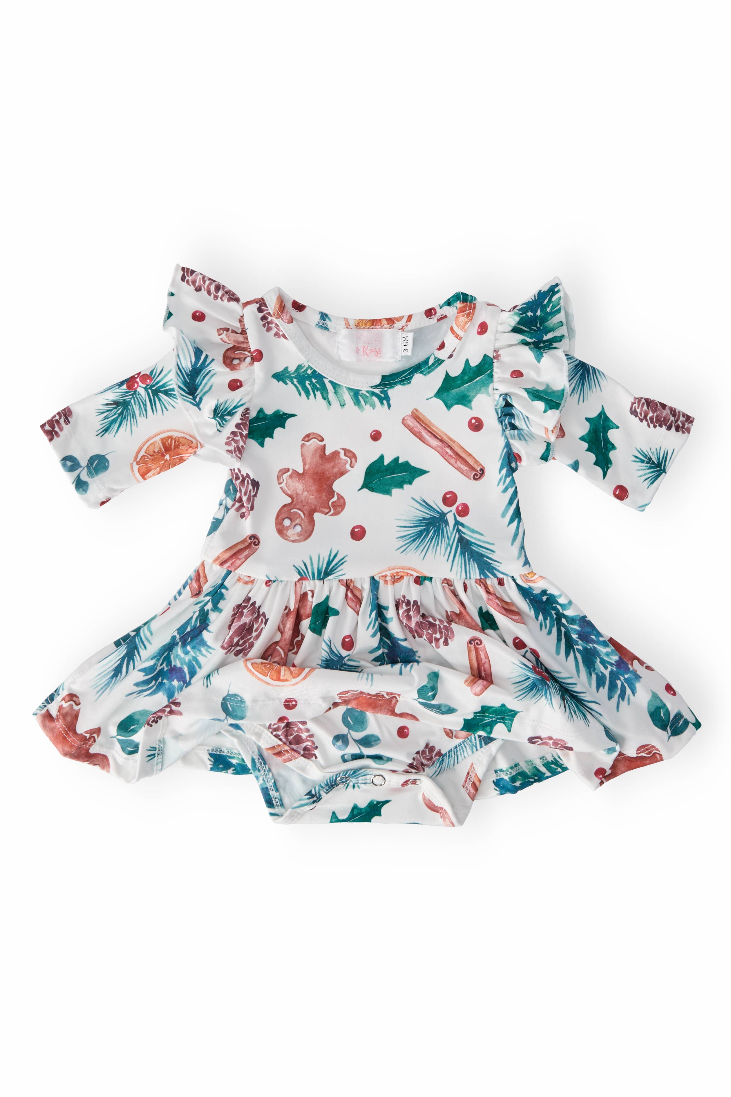 Mila & Rose - Wholesale Bodysuit (Non-Footed) - Baby - Classic Christmas Twirl Flutter Bodysuit2