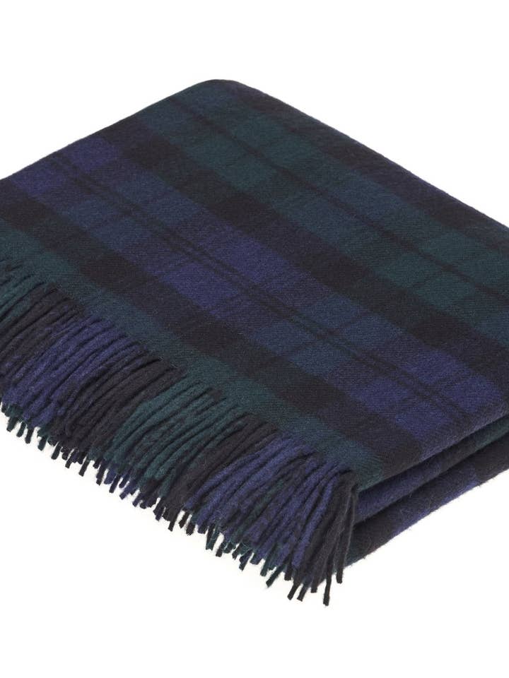 Tartan Plaid-Merino Lambswool - Clan Campbell Black Watch Throw Blanket-Made in England for wholesale by Bronte Moon