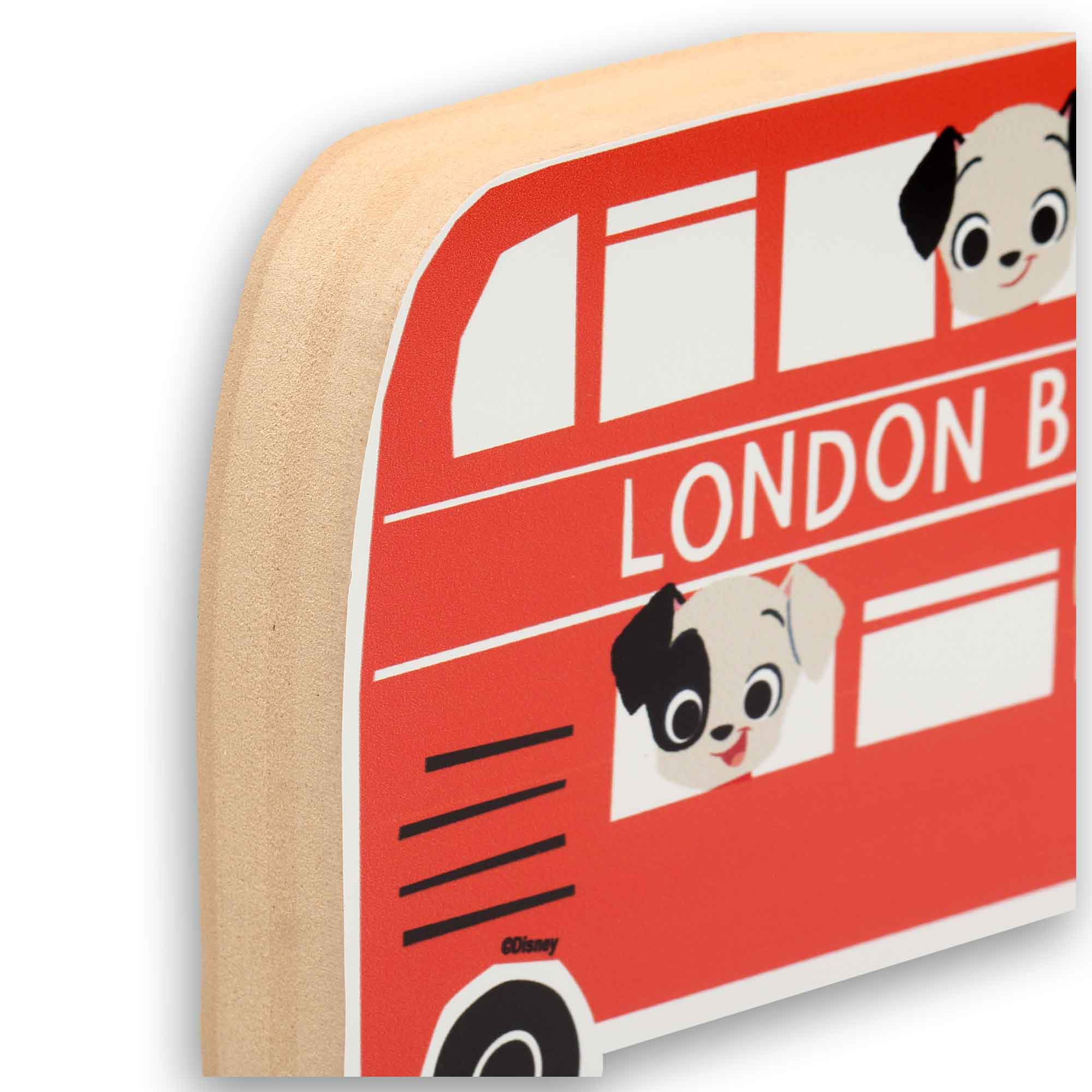 Open Road Brands, LLC - Wholesale Decorative Tabletop Object - Disney 101 Dalmatians London Bus Chunky Wood Tabletop Decor2