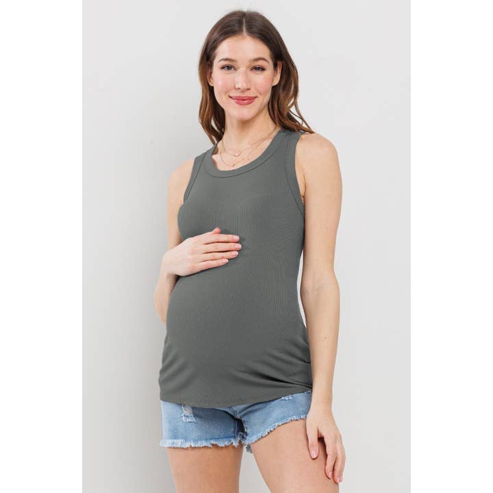 Scoop Neck Ribbed Maternity Tank Top for wholesale by Hello Miz