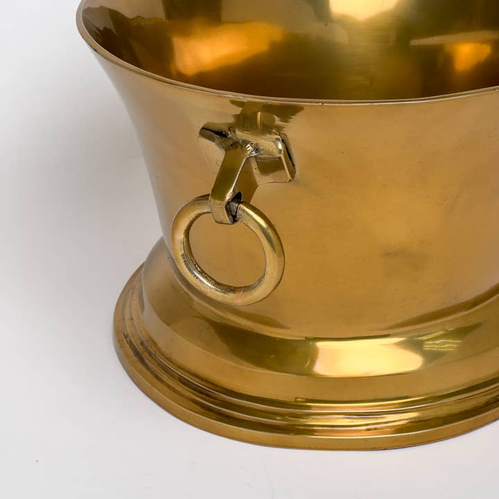 India Handicrafts Inc - Wholesale Decorative Tabletop Object - Antique Brass Champagne Bucket with Ring Handles, 2