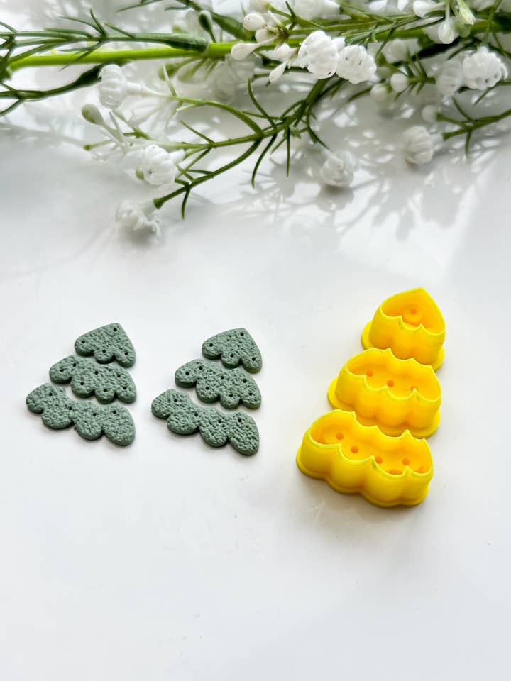 Christmas Tree Set Triple with Drill Guides Polymer Clay Cutter for wholesale by Tera Clay