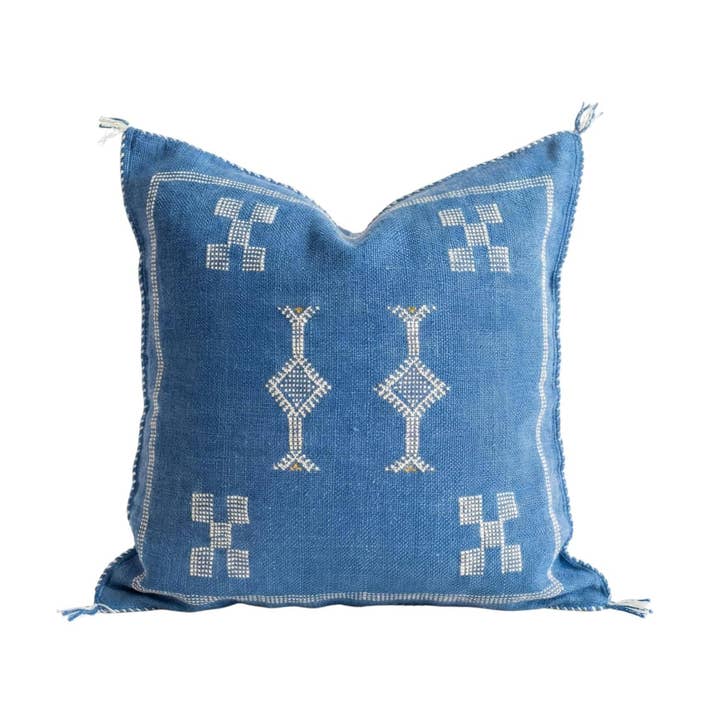 Hand Embroidered Moroccan Cactus Silk Pillow Cover for wholesale by Troussi