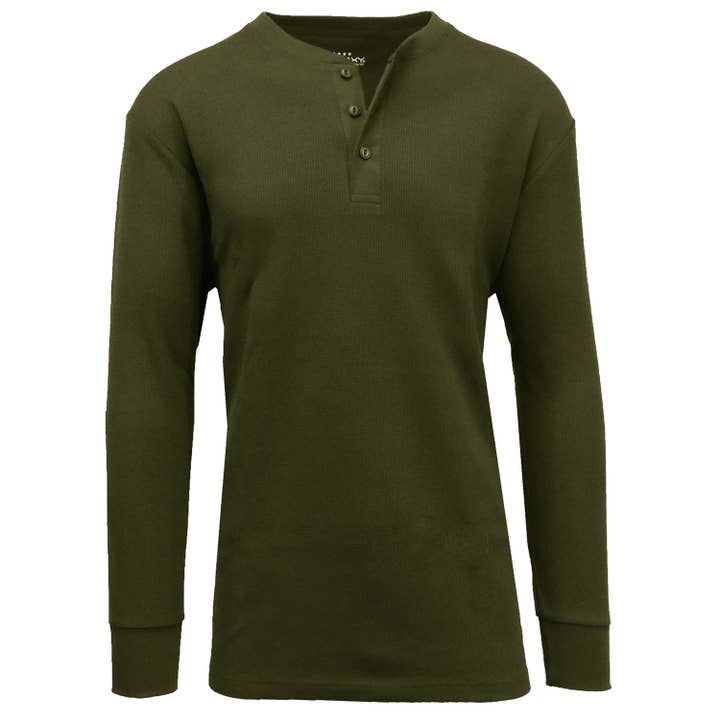 Galaxy By Harvic - Wholesale T-Shirt - Men's - Men's Long Sleeve Waffle-Knit Henley Thermals Shirts3