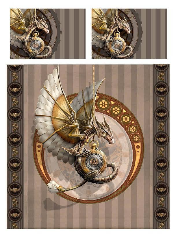 Wild Star Hearts - Wholesale Bedding Set - STEAMPUNK DRAGON-Duvet & Pillow Cover Set UK King/US Queen1