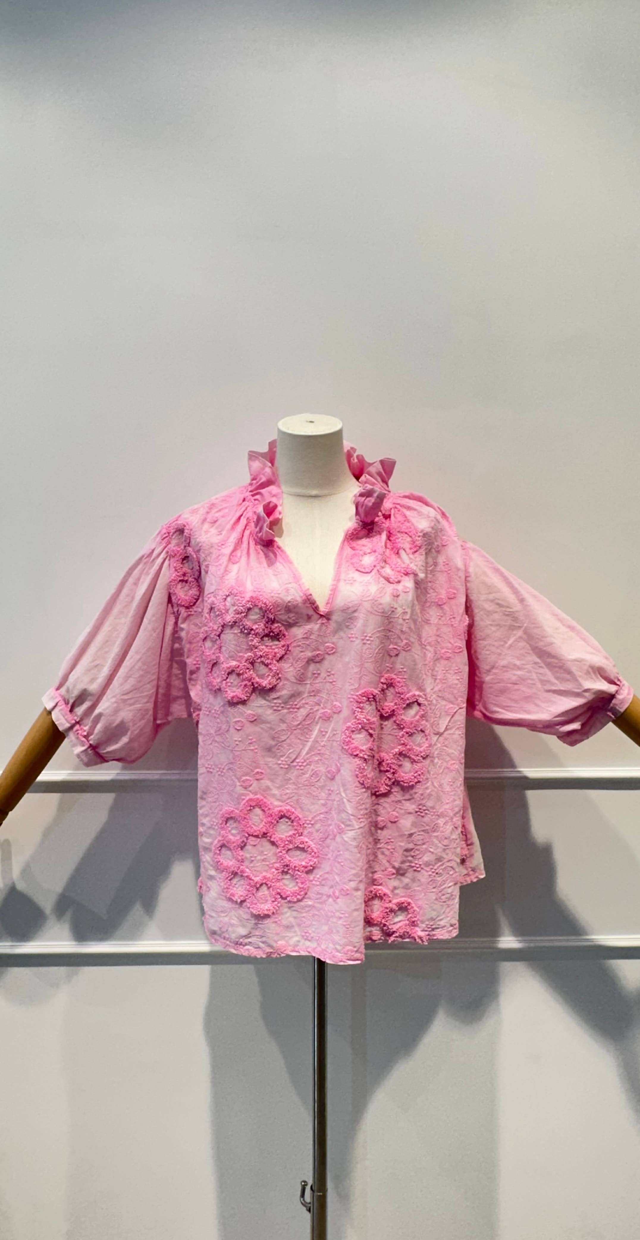 AMARIA - Wholesale Blouse - Women's - 9852 - Embroidered Blouse with Puff Sleeves and Raised Embroidery5