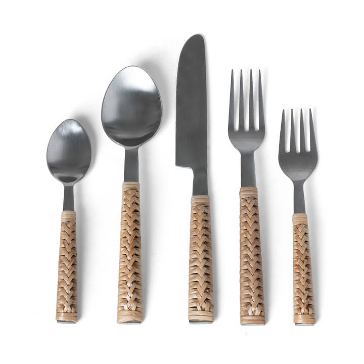 Park Hill Collection - Wholesale Assorted Cutlery Set - Park Hill Collection Woven Bamboo Handle Cutlery Set0