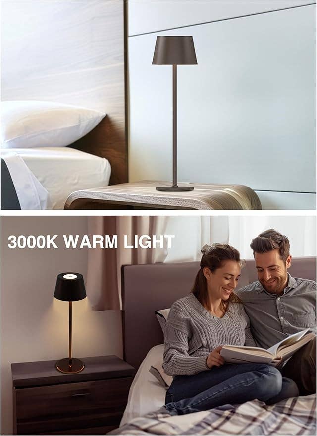 LivingTaste Home Inc - Wholesale Accent/Desk Lamp - 2-Pack Cordless 5000mAh Rechargeable LED Table Brown Lamp4